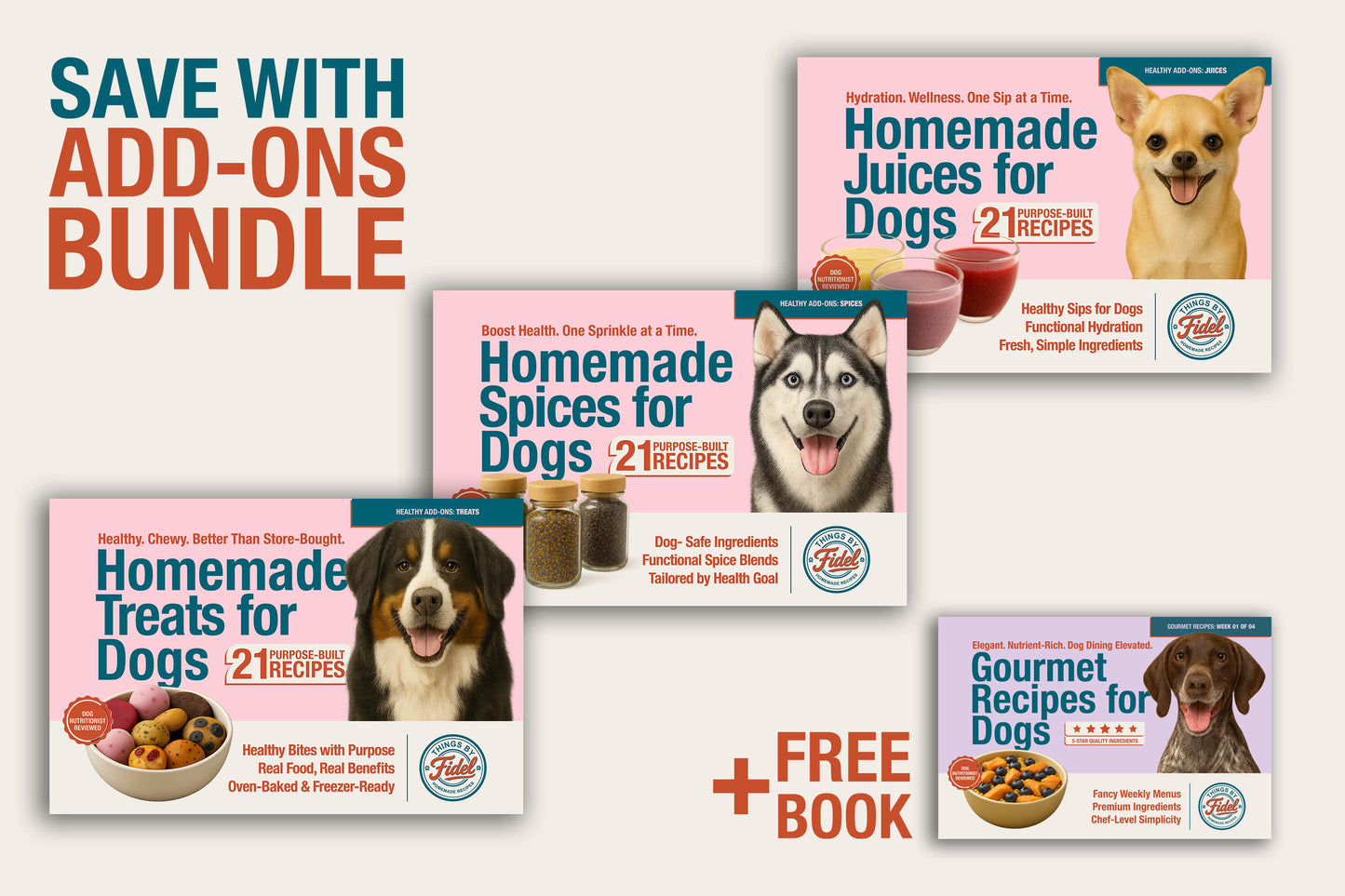 Bundle - Healthy Add-Ons (Full 3 Books) + 1 Gourmet Book